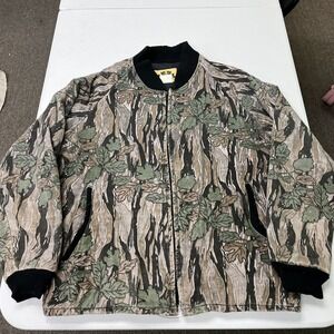 Ideal Bomber Jacket Mens Large Camo Vintage USA Made Quilted Lining Full Zip G1